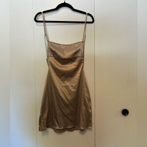 Small Fashion Nova Cream Satin Backless Mini Dress